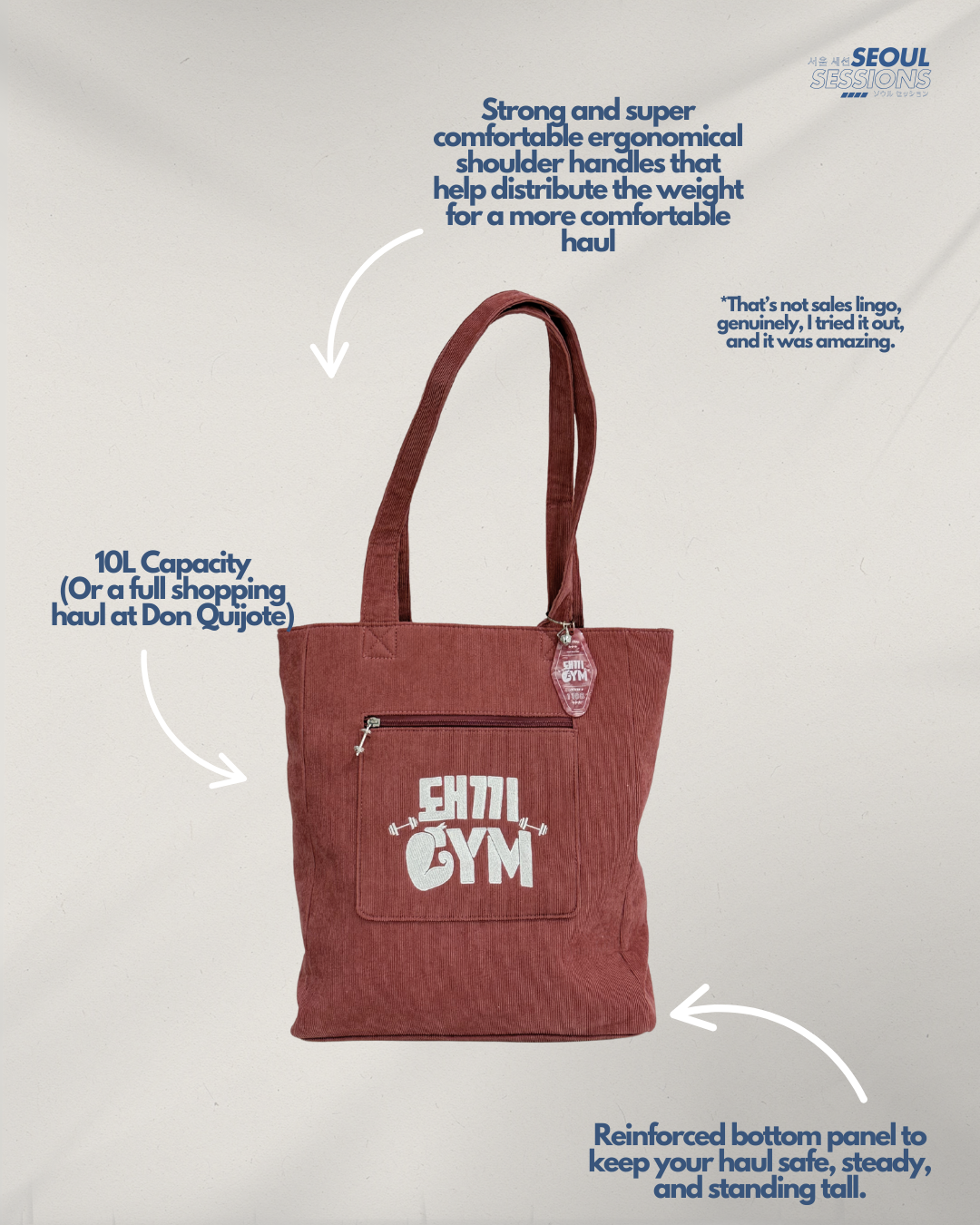 Dwaekki Gym Embroidered XL Shopping Tote (100 Club ✨ )