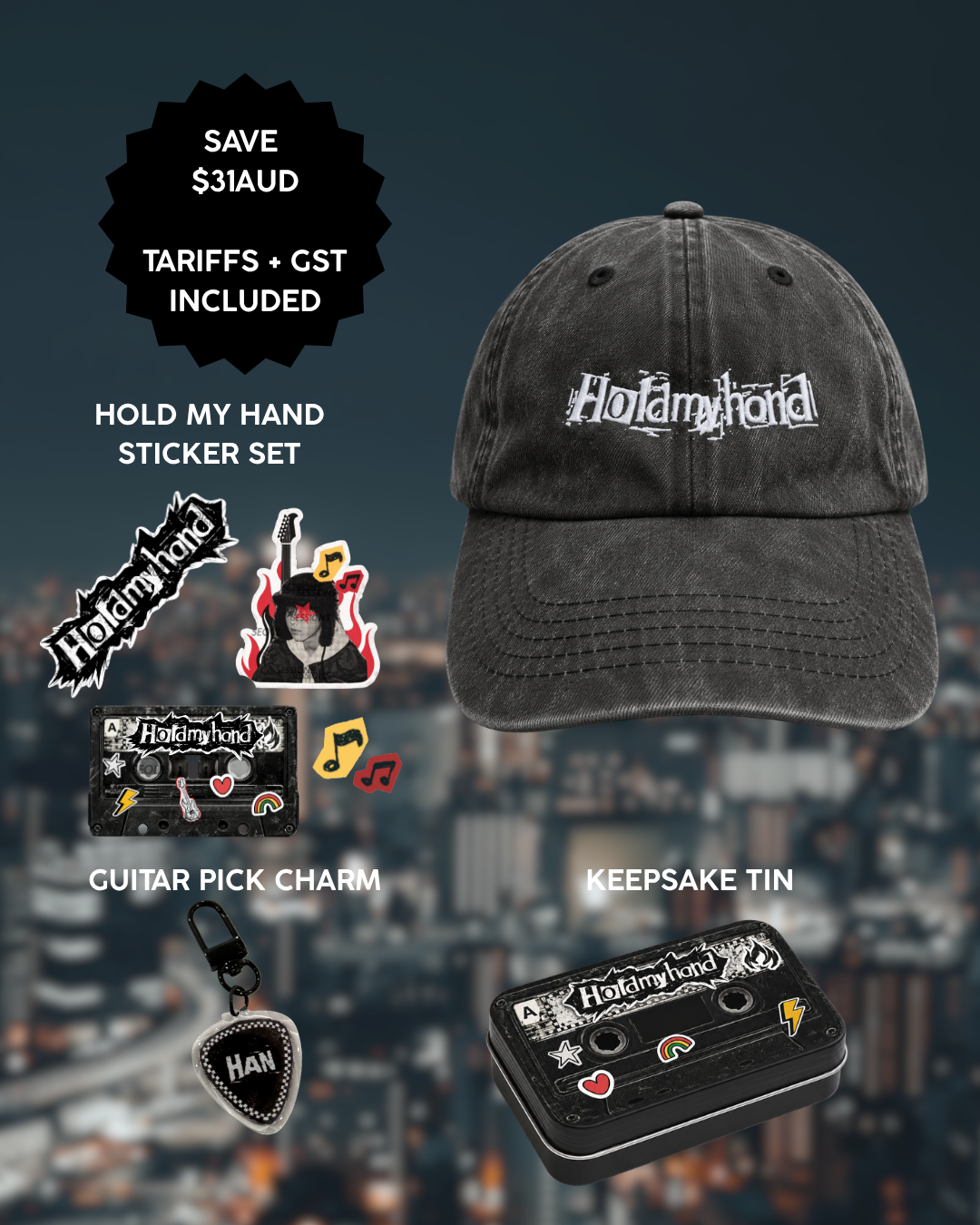Hold My Hand Embroidered Grunge Hat - BUNDLE