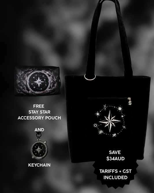 BUNDLE - Stay Star XL Embroidered Shopping Tote w/ Laptop Sleeve