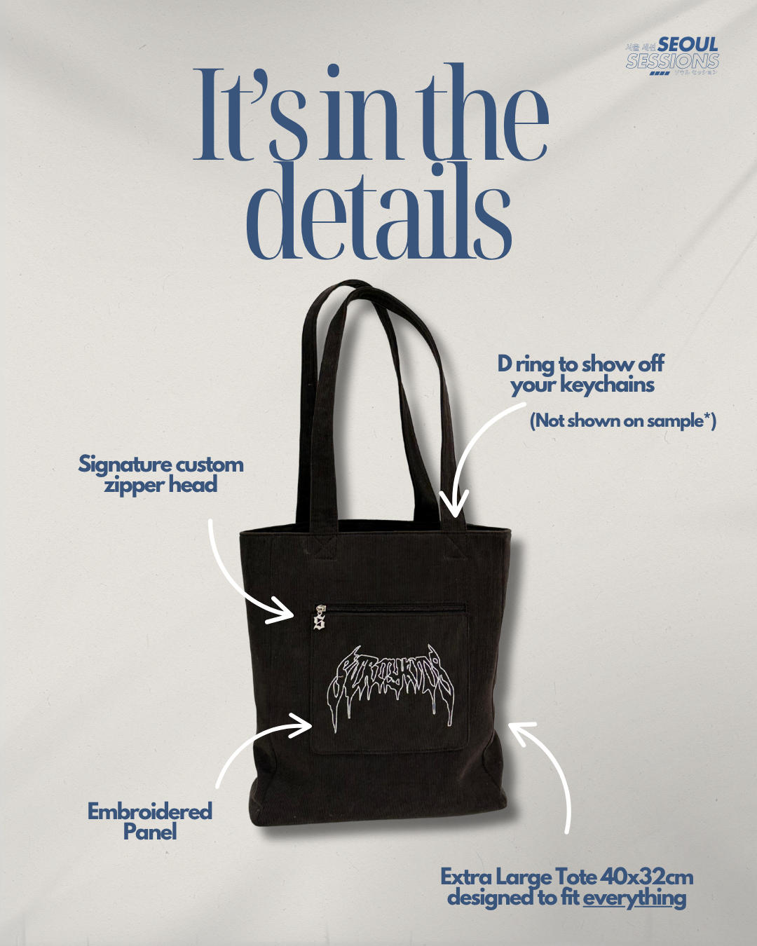 Stray Kids Embroidered XL Shopping Tote
